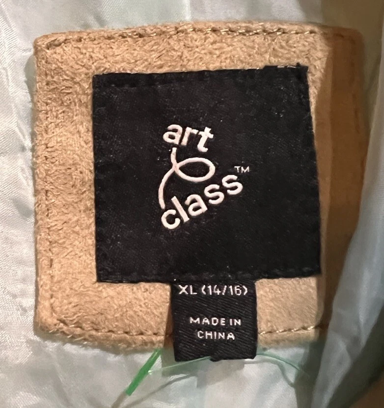 Art Class Girls Faux Leather Moto Biker Jacket Lined Metallic Tan543287 Size XL - Изображение 4 из 4