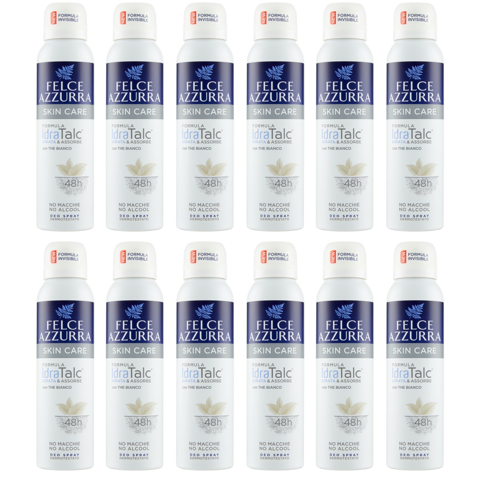 12pz FELCE AZZURRA SKIN CARE deodorante spray corpo Formula Idratalc 150ml