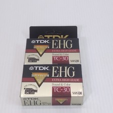 2 TDK EHG. TC-30 VHS-C Extra High Grade Camcorder Blank Tape New Sealed