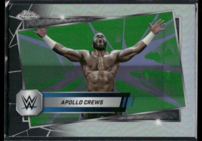 2025 Topps Chrome WWE Apollo Crews #114 Neon Green & Black Refractor