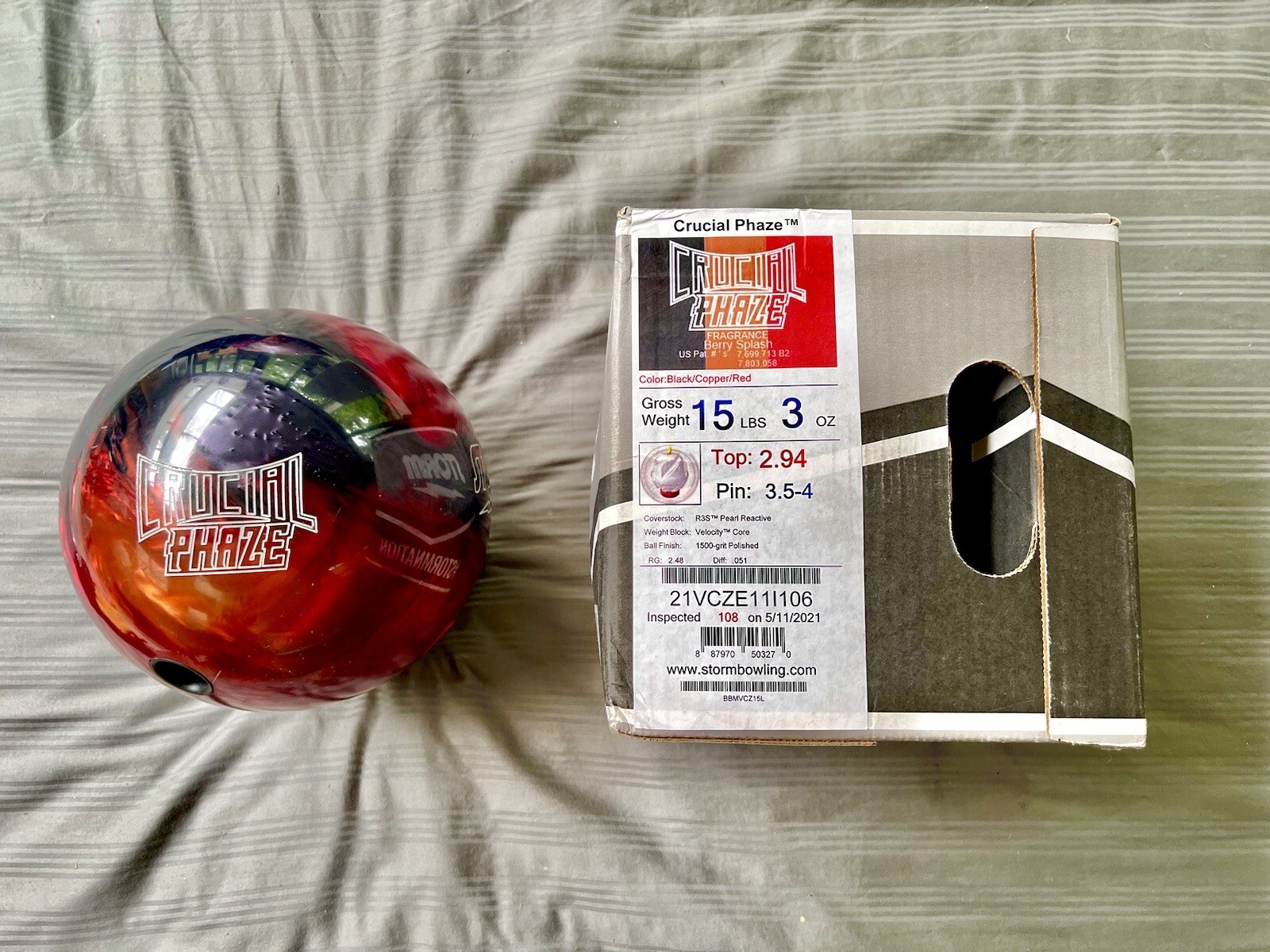 Storm Crucial Phase Overseas Bowling Ball 15lbs&bull;Rare&bull;Lightly Used&bull;Original Box