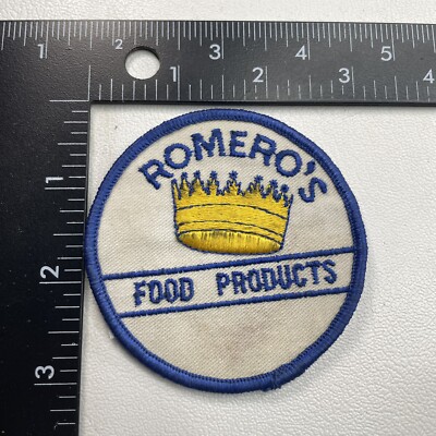 Vtg Dirty ROMERO S FOOD PRODUCTS Advertising Patch (Tortillas, Taco Shells) O24J
