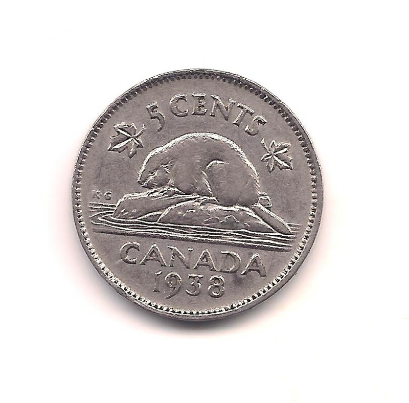1938 Canada  Five Cents---Very Strong Details !!