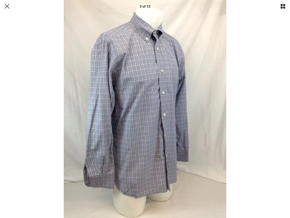 Camisa Daniel Cremieux Signature L Azul Glen Algodón a Cuadros Usada Una Vez BL120 YGI Foto 3 de 4