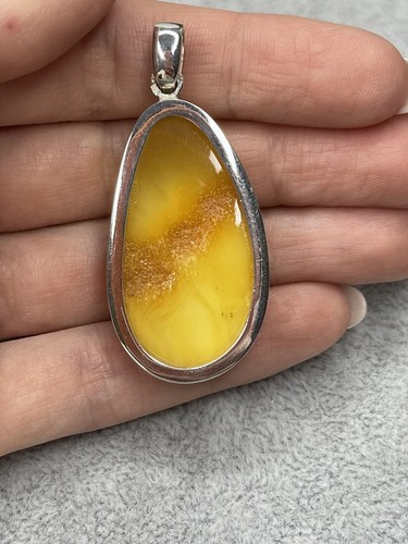BALTISCHER BERNSTEIN Schmuck. Gelber Bernstein. Eigelb Bernstein ANHÄNGER mit Sterlingsilber - Bild 11 von 12