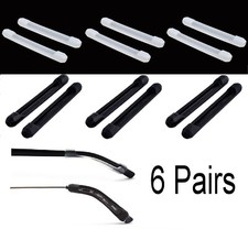 12Pc 6 White 6 Black Soft Silicone Eyeglasses Temple Tip Sleeve Retainer Glasses