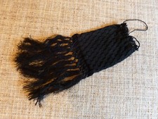 Handtasche, gehäkelt, schwarz, Baumwolle, 15x20cm (ohne Fransen)