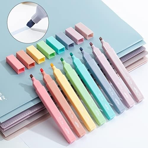 Mr. Pen - Juego de iluminadores estéticos lindos en pastel, 8 piezas, punta de cincel, colores caramelo - Imagen 3 de 8