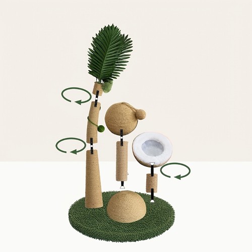Coconut Cat Scratching Post Cat Climbing Frame Kitten Tree Scratcher Activity - Picture 11 of 13