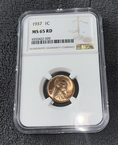 1937 P LINCOLN WHEAT PENNY NGC MS-65 RD