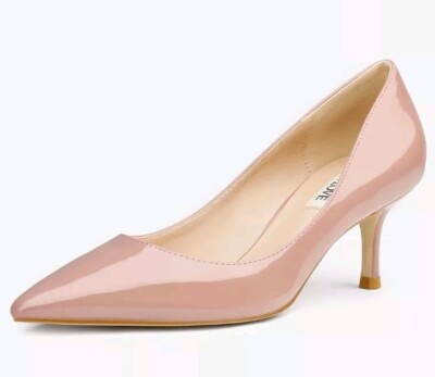 June In Love Beige Pumps Women's Shoes Pointed Low Heels Size 7