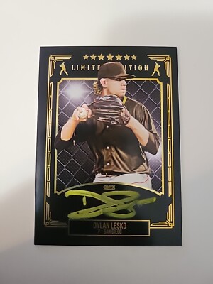 2024 Onyx Spring Signings Limited Edition Dylan Lesko On Card Yellow Auto Padres