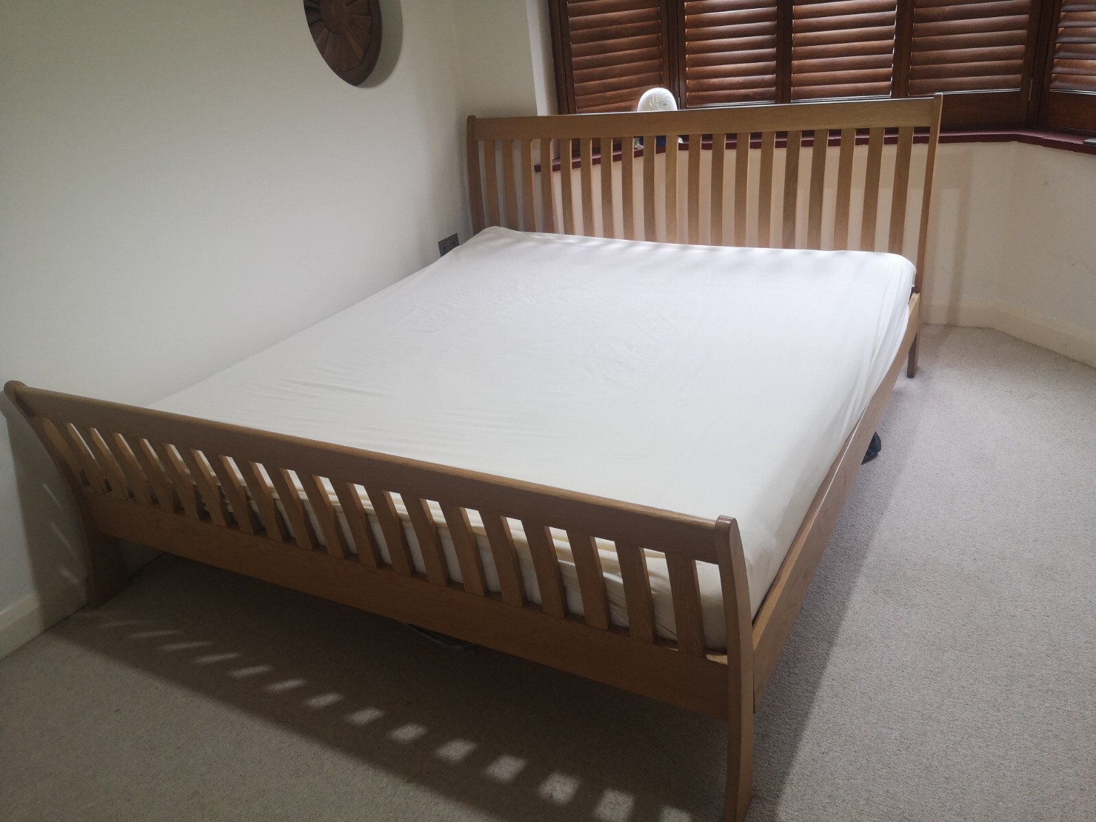 Modern Oak 6ft Super King Size Bed Frame Sprung Slats, Metal Frame