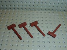 4x Balai LEGO Minifig tool RedBrown Pushbroom ref 3836 / Set 7208 7243 7994 7945