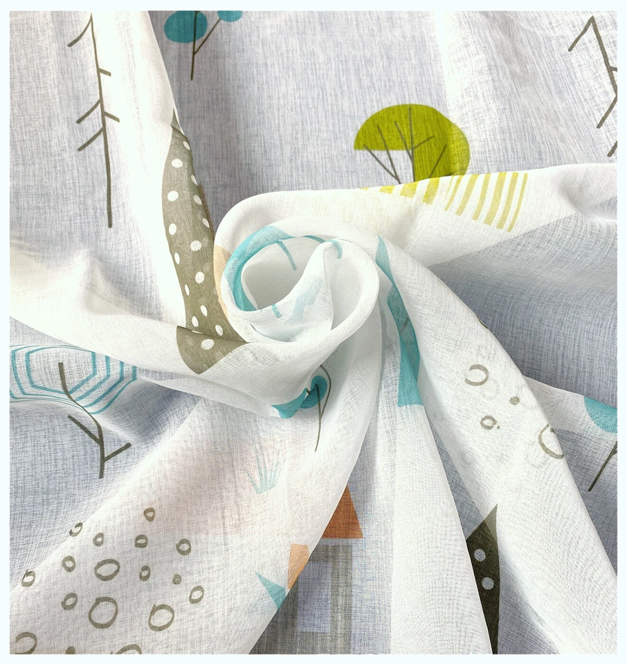 Vorhang Kindergardine Skandi Leinen Optik Natur Bunt Gardine Kinderzimmer Typ755 - Bild 2 von 4