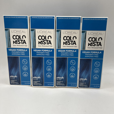 L'Oréal Paris Colorista Semi Permanent Hair Color Metallic Blue 4 Pack