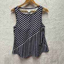 Lands' End Xtra Life Tankini Swimsuit Top Womens 18W Deep Sea Lycra Mixed Stripe