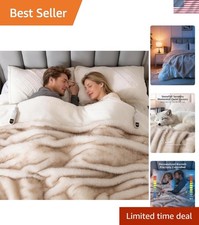 Heated Blanket Queen Size, 84"x90" Dual Control Luxury Faux Fur Electric Blan...