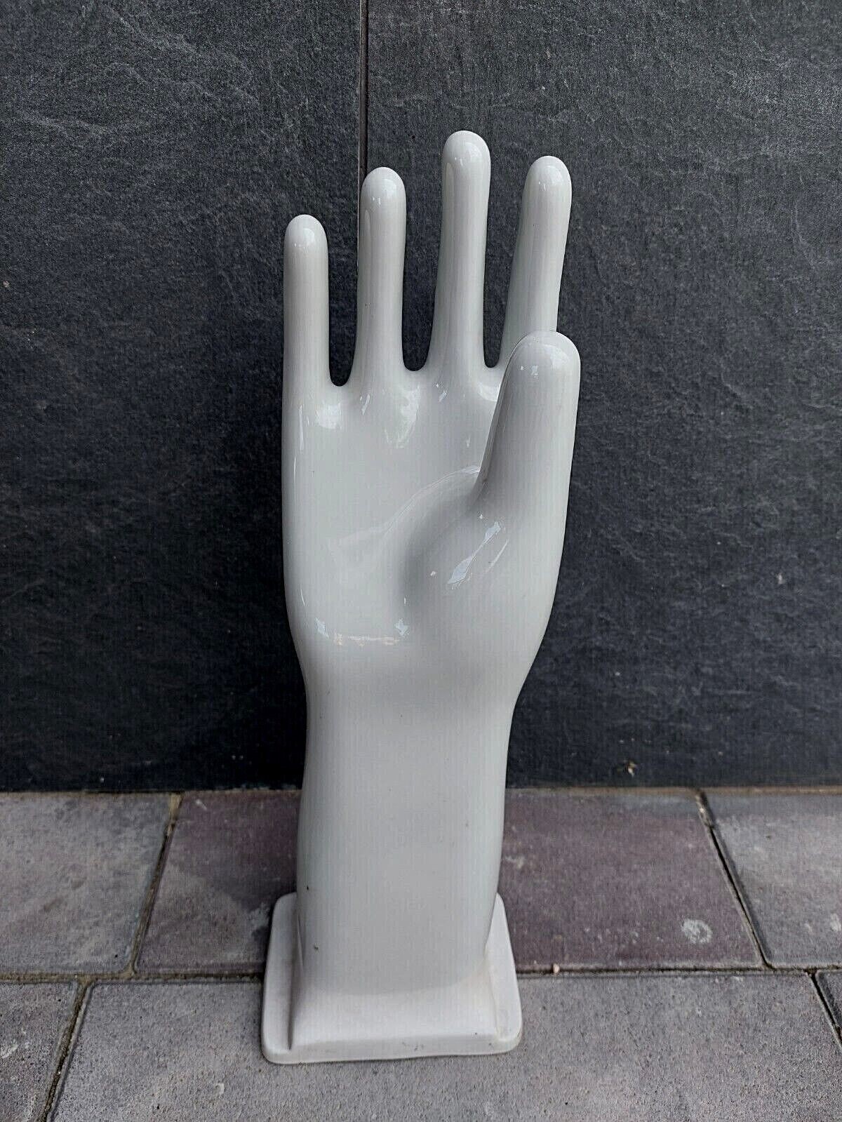 Molde de guante de cerámica industrial maciza vintage con número. Raro!