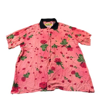 Golf Wang Pink Rose Floral Rayon Men's S/S Button Front Size XL