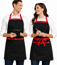2 Pack Professional Aprons for Women Men with Pockets Water Resistant