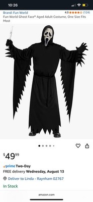 Fun World Scream Ghost Face Adult Costume Ghost Face Lives EUC 
