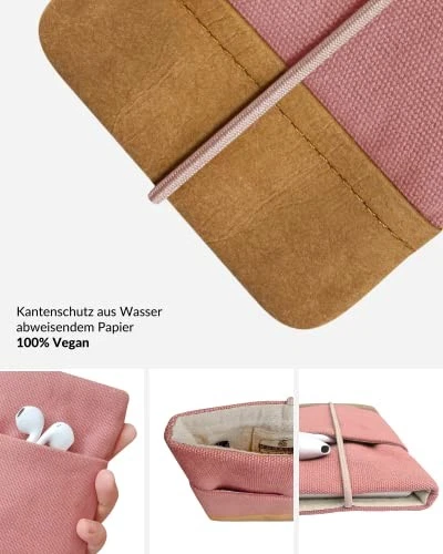 Moin Padded Cotton Phone Sleeve with Rubber Closure - Handmade Case for iPhone - Picture 4 of 8