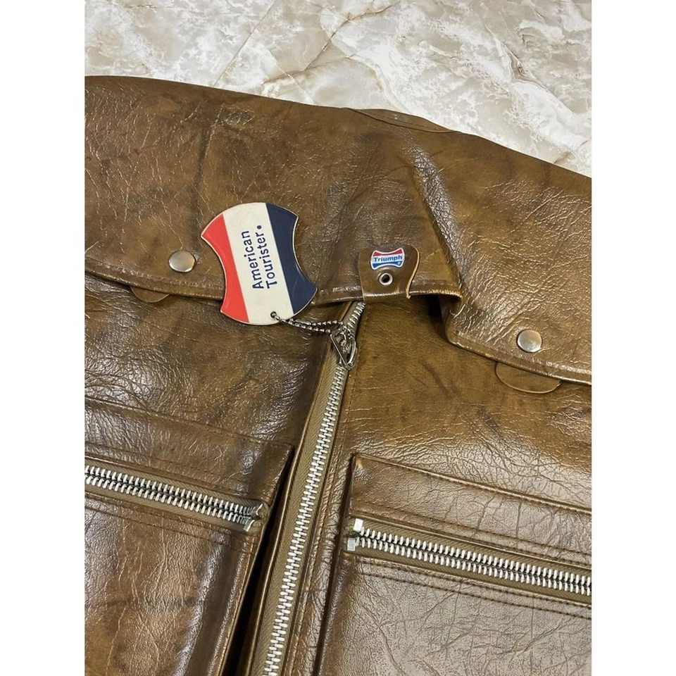 Vintage Brown Faux Leather American Tourister Garment Bag Luggage Travel  Bag - Image 4 of 4