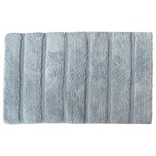 Home Silvery Blue Plush Cotton Rich Bath Rug 21x34 Tufted Stripe Throw Mat