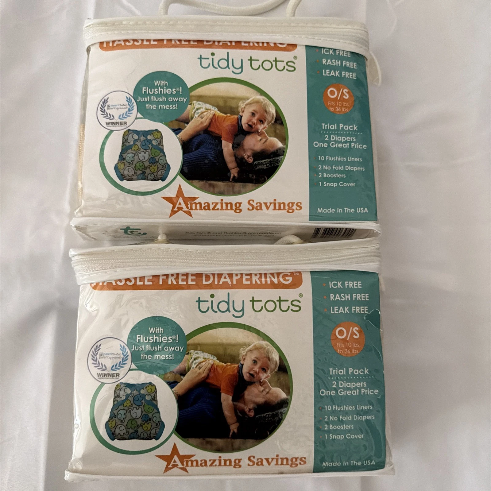 Tidy Tots, 2 Diaper Cover, 4 No Folds, 4 Booster, O/S 10-36lbs.