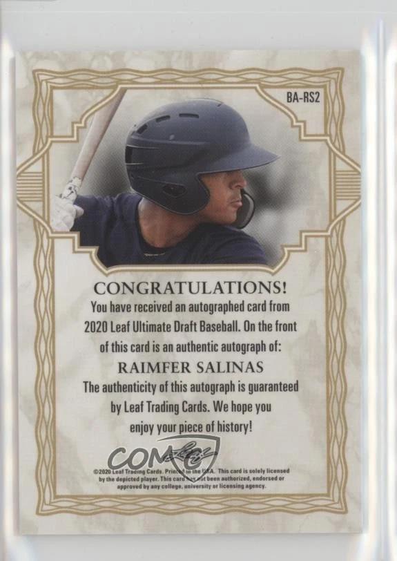 2020 Leaf Ultimate Draft Raimfer Salinas #BA-RS2 Auto - Image 2 of 2