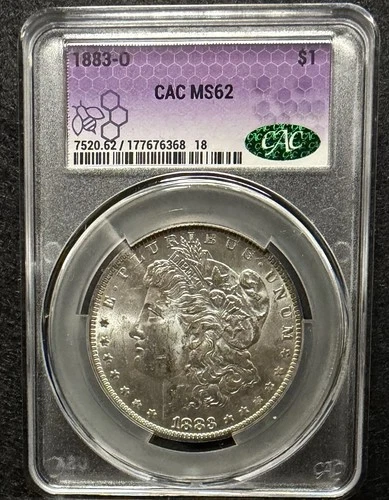 1883-O Morgan Silver Dollar $1 CACG MS62 | CAC Approved | Original Silver Coin