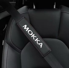 Vauxhall Mokka Leather Seatbelt Shoulder Cover Pads Black & Red 2pcs