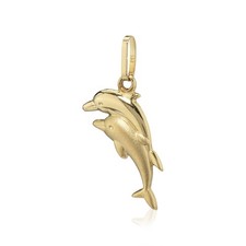 Kettenanhänger Delfin 333 Gelb Gold 8 Karat Charm teilmattiert 18x8mm Amulett