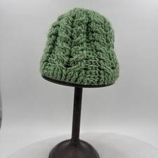 Handmade Crochet Beanie Hat Kids Green Winter Knit Cap 9-12 Months
