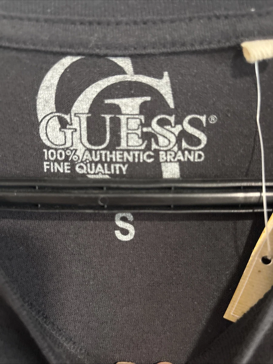 NUEVO CON ETIQUETAS Hombre GUESS JEANS Siniestro Negro y Azul Camiseta Camisa, S NUEVO