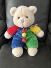 Vintage 1998 90’s BABY GANZ Color Block Plush Clown Teddy Bear Rattle  10” — photo 1