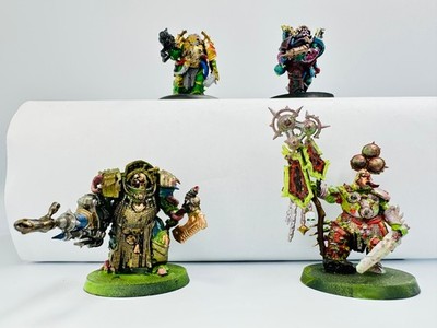 4x Warhammer 40k Age Of Sigma Chaos Lords/Blightlord/Plague Marines *bemalt*