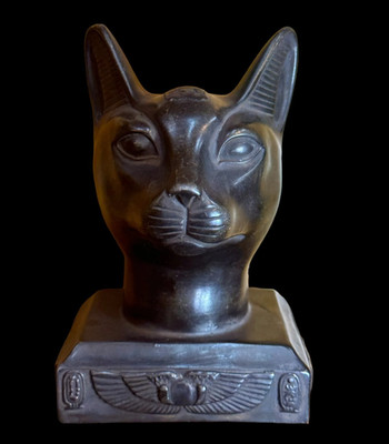 Authentic Ancient Egyptian Antiquities Bastet Cat Head Stone Statue Egyptian BC
