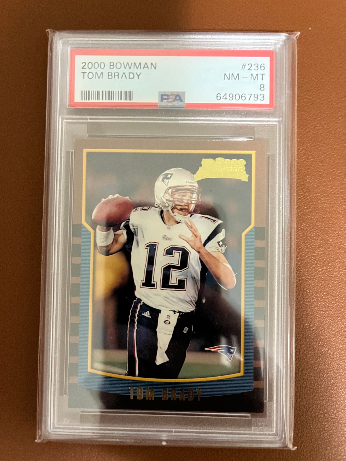 2000 Bowman Tom Brady Rookie RC #236 Patriots PSA 8