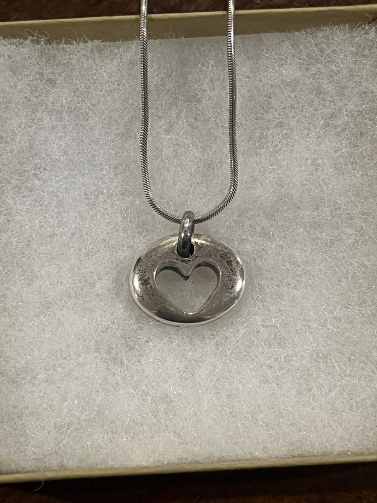 Sterling Silver Solid Cutout Heart Pendant Snake … - image 4