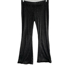 FREE PEOPLE Women Velvet Textured Sheer Bell Bottom Pants Sz M Black 67-17