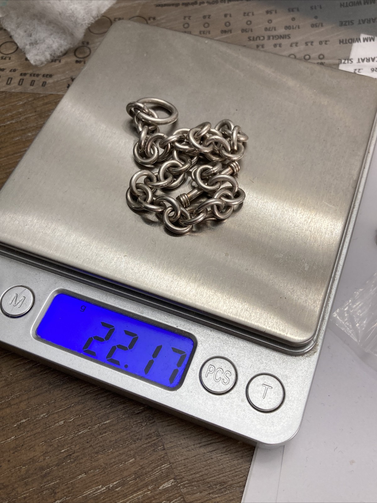 Solid Sterling Rolo link toggle bracelet 7” 22+ g… - image 4