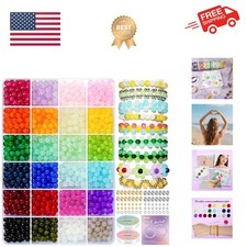 Glass Beads for Bracelets 1400pcs Bracelet Making Kit 6mm Glass Bead for Jewe...