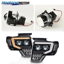 Fit For 09-14 Ford F-150 LED Tube DRL Projector Headlights Lamps LH &RH Sides 