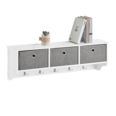 Wall Shelf with Hooks, Coat Rack Wall Mounted with Shelf, Entryway Wall Cubby...