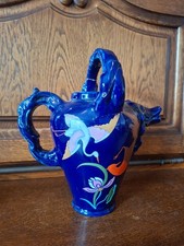 Ancien pichet broc zoomorphe céramique design cochon Grue Asiatique barbotine