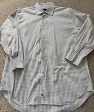 David Donahue Black and White Checkered Button Down 17 32/32 100 Cottonwood