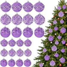 24 Pcs Glitter Christmas Ball Ornaments Set Christmas Tree Ornaments Hanging ...