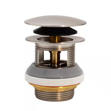 1-1/2 In. NPSM Integrated Overflow round Tip-Toe Bath Drain in Satin Nickel
